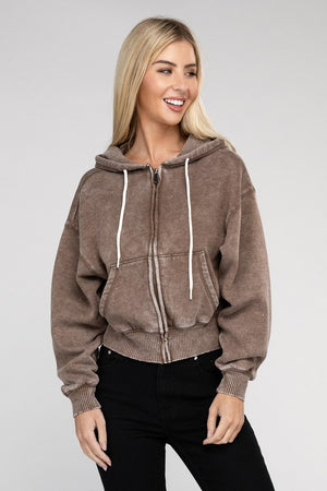 Cozy Acid Wash Fleece Drawstring Hoodie in a Variety of Colors