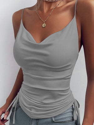 Anara Ruched Cowl Neck Cami in Assorted Colors