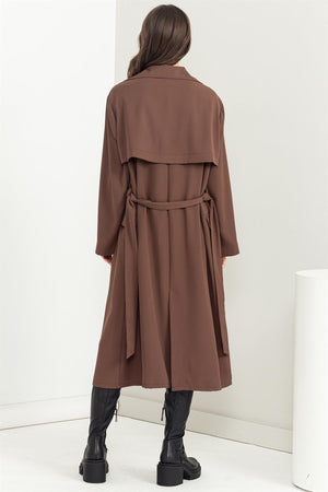 Astrid Trench Coat in Black & Dark Brown