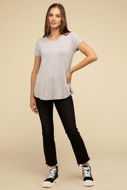 Ebb & Flow Rayon Short Sleeve Top in a Variety of Colors