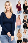 Ellie V-Neck Long Sleeve Tee in a Variety of Colors