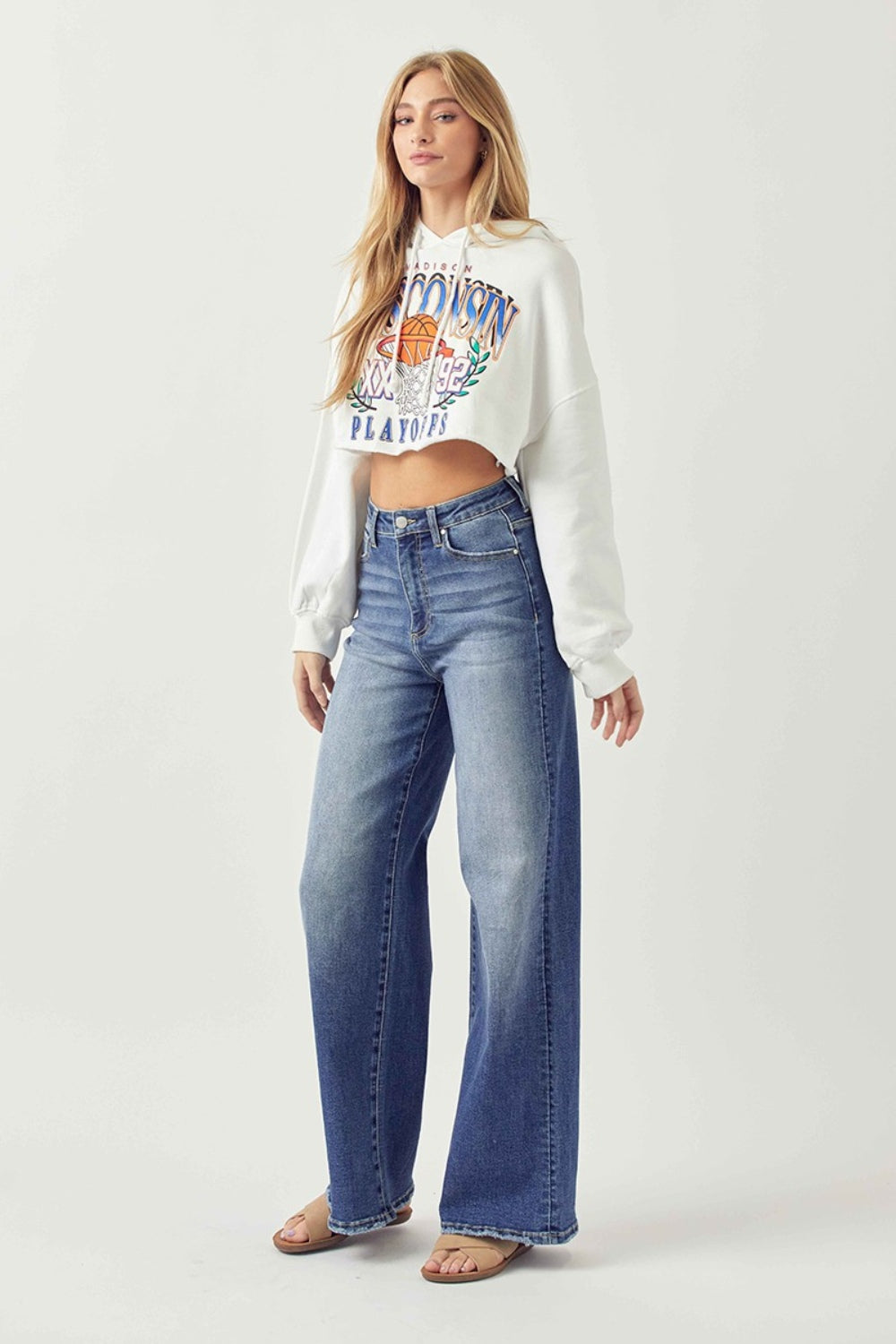 Lorena High Rise Wide Leg Jeans in Dark Wash