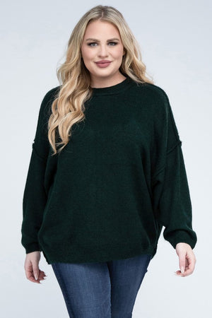 Allison Plus Raw Seam Melange Sweater in a Variety of Colors