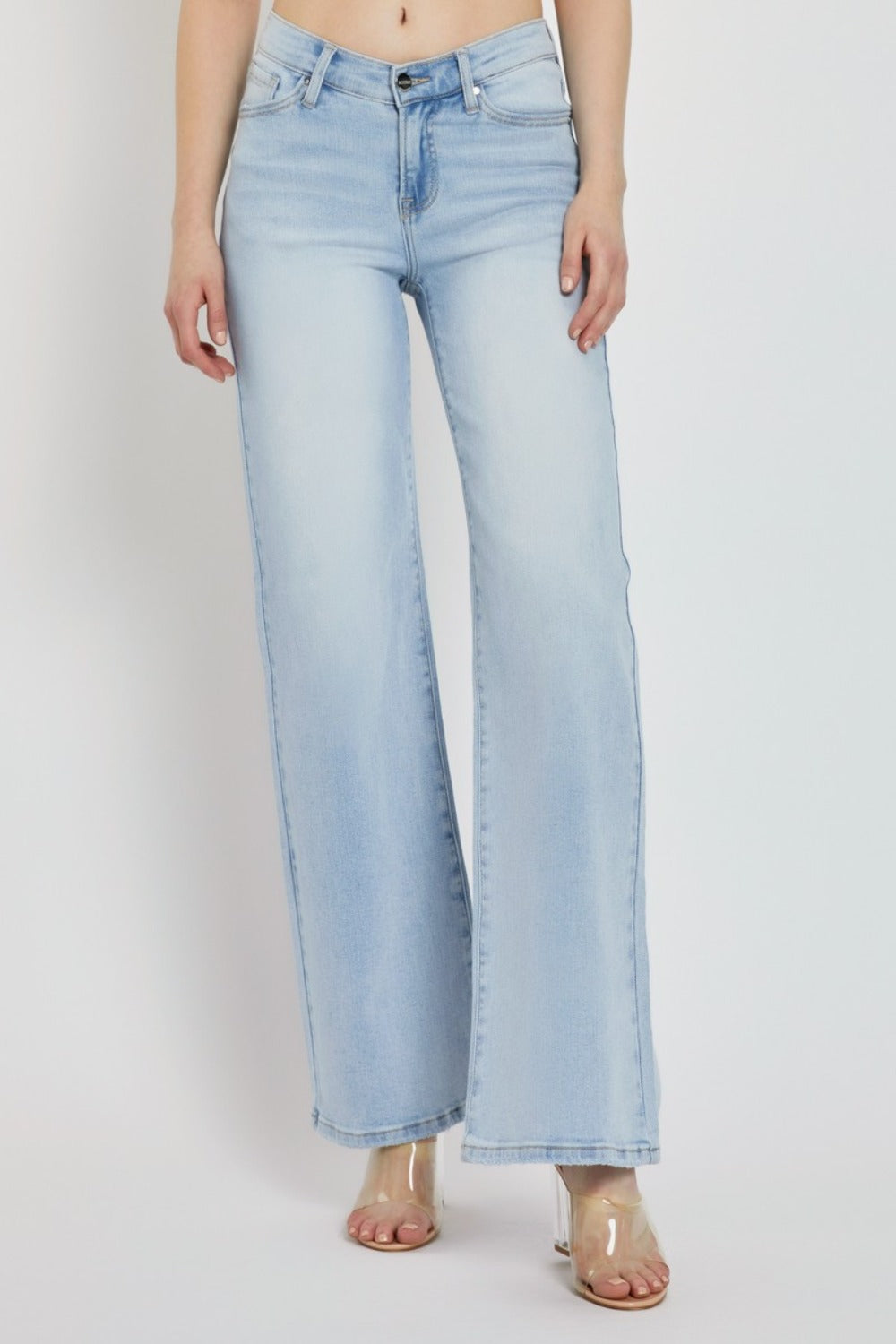 V for Victory Wide Leg Jeans in Light Wash