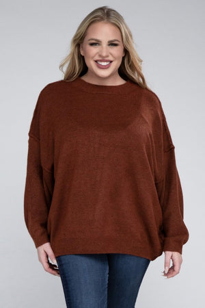 Allison Plus Raw Seam Melange Sweater in a Variety of Colors