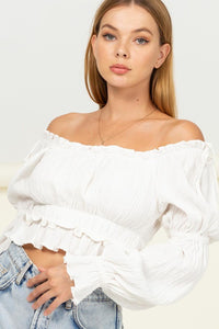 Fun & Flirty Blouse in Peach & Off-White