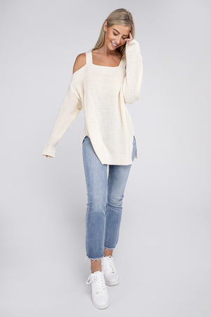 So Chill Cold  Shoulder Sweater in Ivory