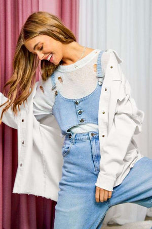 Let's Rock & Roll Button Down in Sky Blue & White