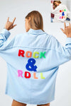 Let's Rock & Roll Button Down in Sky Blue & White