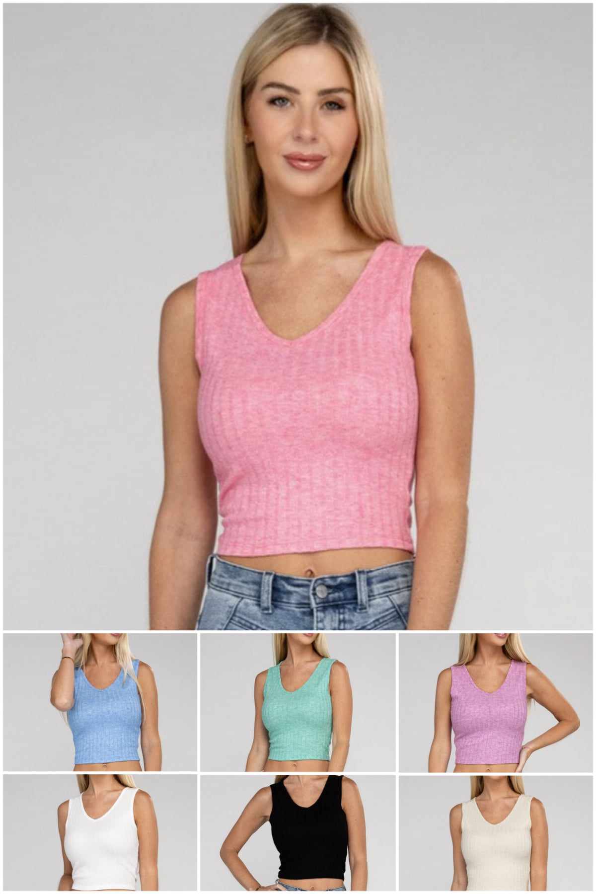 Rae Cropped Ribbed Sleeveless Top in a Variety of Colors