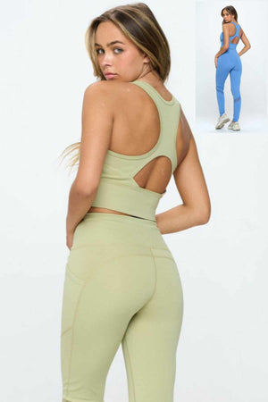 Perfect Two Piece Activewear Set in Light Green & Blue