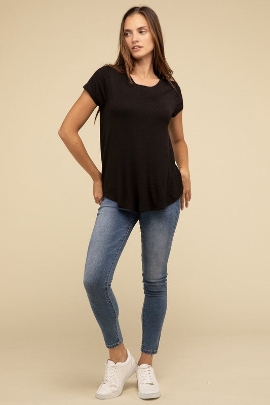 Ebb & Flow Rayon Short Sleeve Top in a Variety of Colors