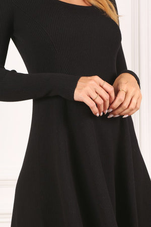 Made with Flare Knit Dress in Black & Beige