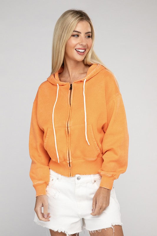 Cozy Acid Wash Fleece Drawstring Hoodie in a Variety of Colors