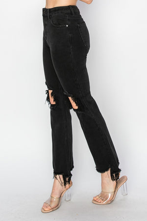 Distressed To Impress Raw Hem Jeans in Black