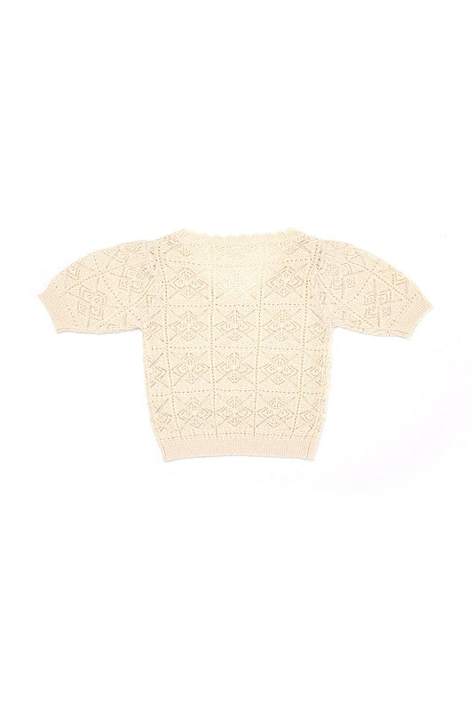 Utterly Sweet Crochet Knit Top in Ivory