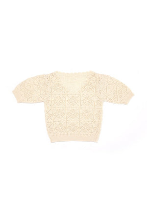 Utterly Sweet Crochet Knit Top in Ivory