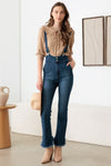 Fresh Take on Stripes Suspender Overalls in Dark Wash Denim