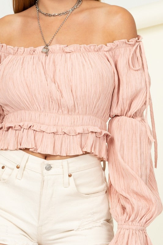 Fun & Flirty Blouse in Peach & Off-White