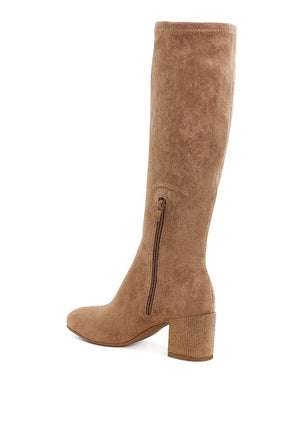 I'm So Fancy Knee High Boots in Camel, Black & Taupe