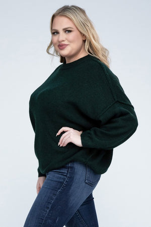 Allison Plus Raw Seam Melange Sweater in a Variety of Colors