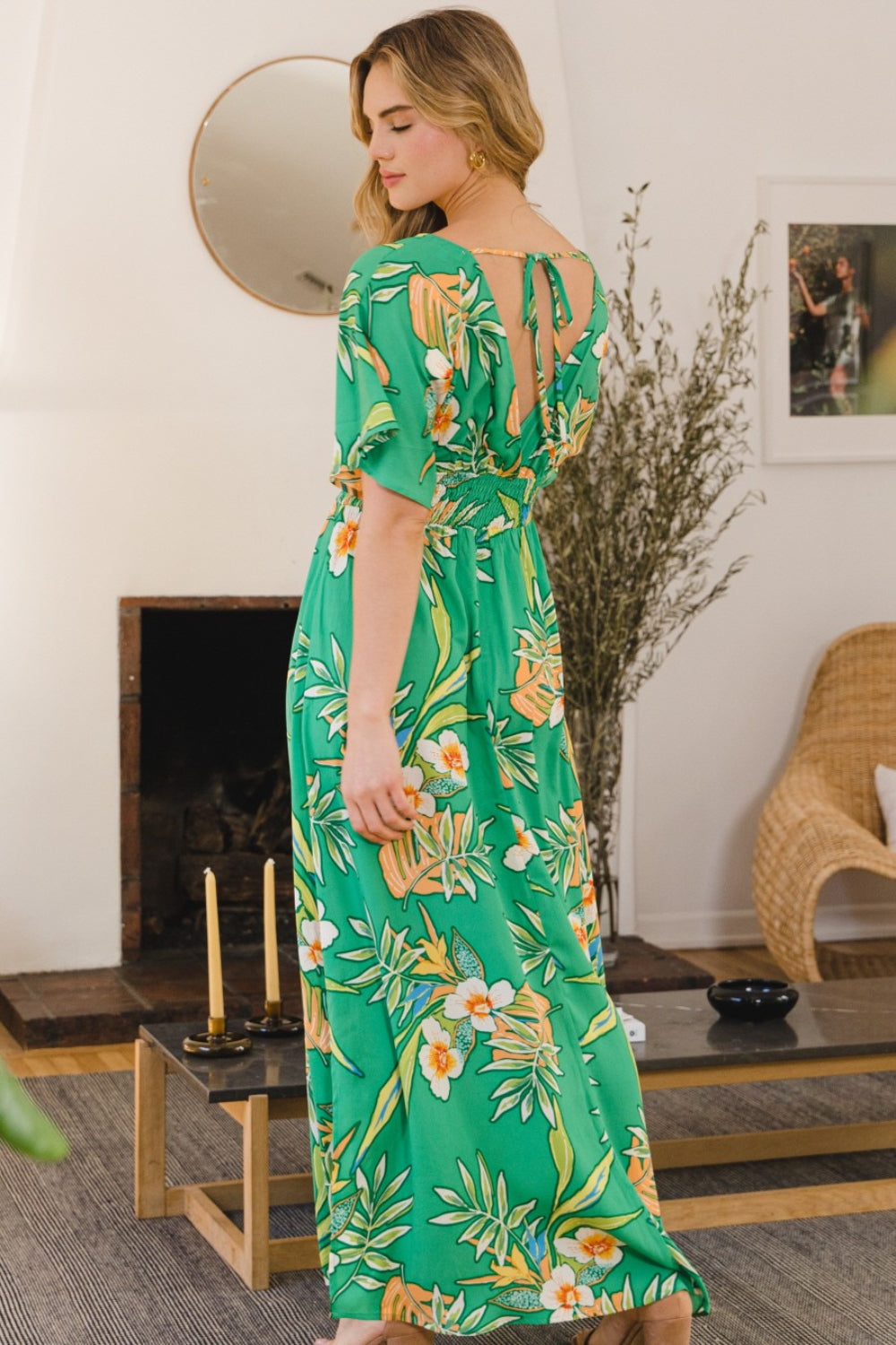 Bohemian Dream Floral Maxi Dress in Green Multi