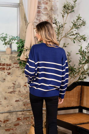 Bold Stripes Sweater in Navy/Ivory