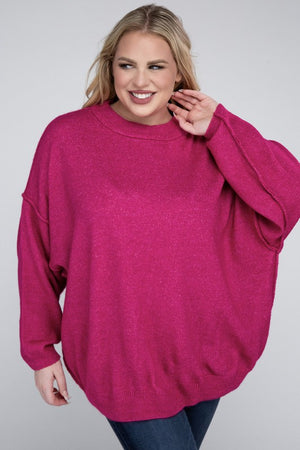 Allison Plus Raw Seam Melange Sweater in a Variety of Colors