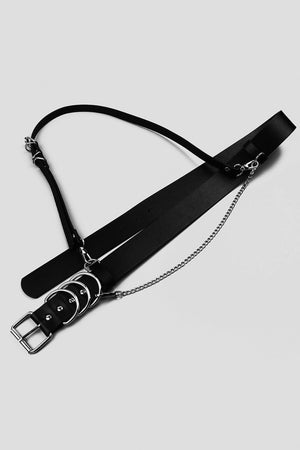 Ring Power Faux Leather Harness Belt in Black/Gold & Black/Silver