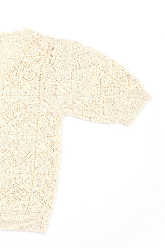 Utterly Sweet Crochet Knit Top in Ivory