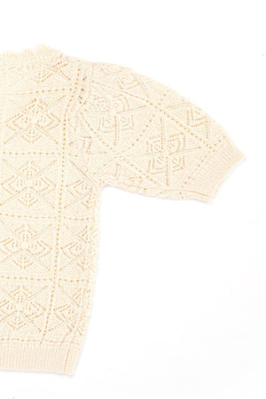 Utterly Sweet Crochet Knit Top in Ivory