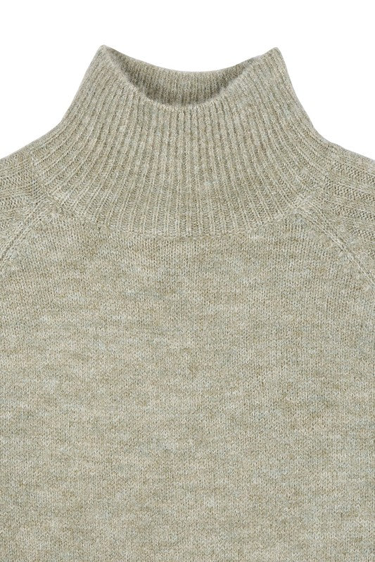 Elevated Cozy Crop Mock Neck Sweater in Pink & Khaki