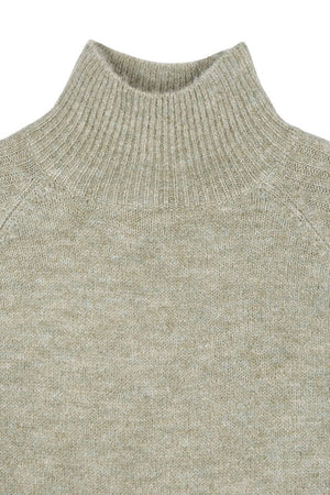 Elevated Cozy Crop Mock Neck Sweater in Pink & Khaki