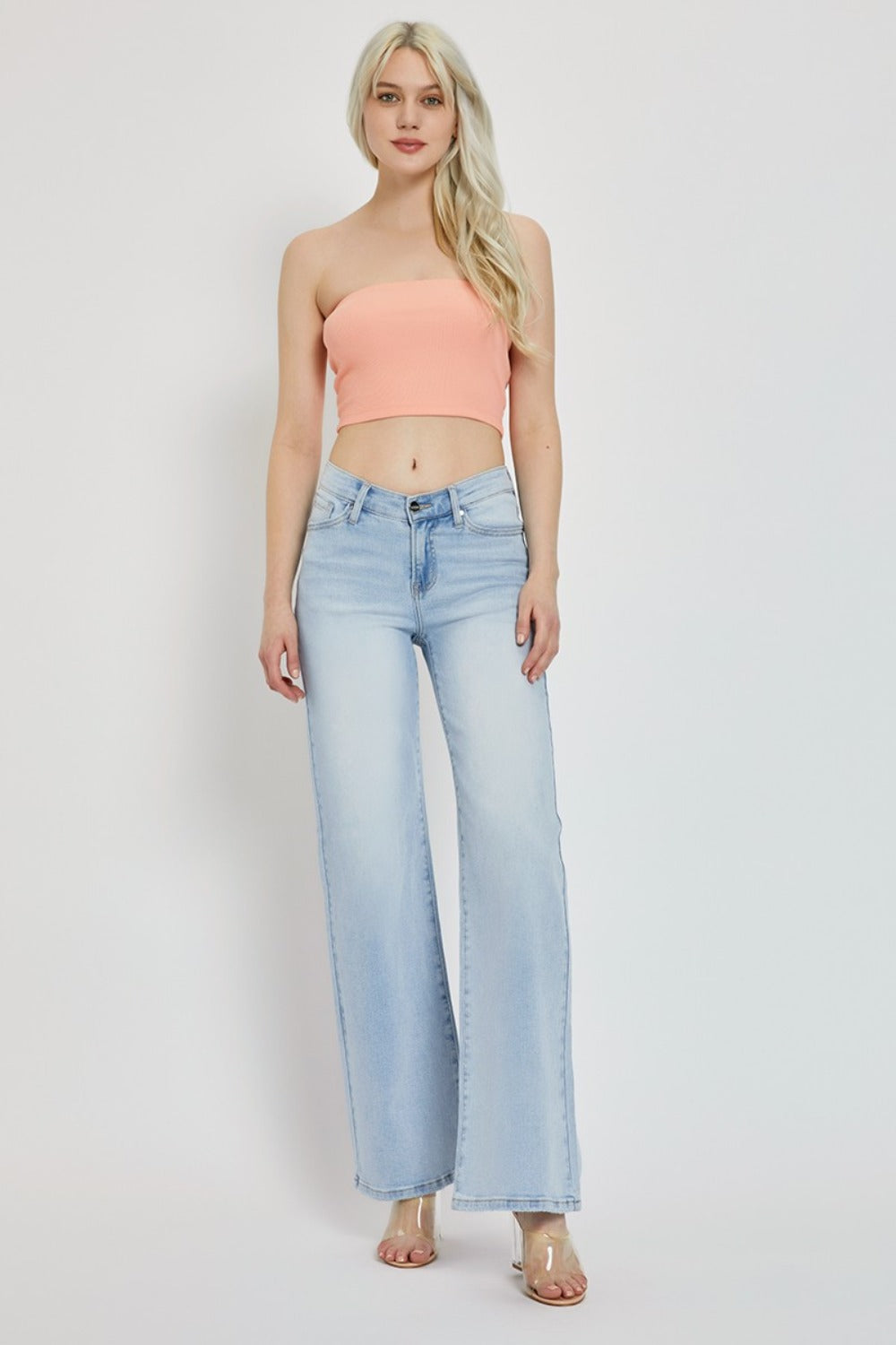 V for Victory Wide Leg Jeans in Light Wash