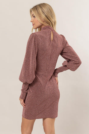 All That Glitters Mini Dress in Rose