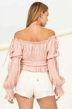 Fun & Flirty Blouse in Peach & Off-White