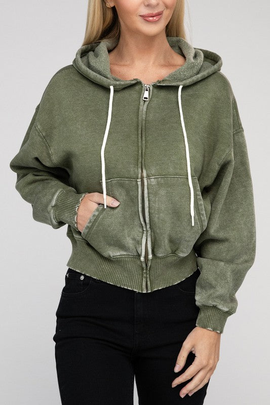 Cozy Acid Wash Fleece Drawstring Hoodie in a Variety of Colors