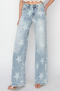 Sky Full of Stars Wide Leg Jeans in Light Wash