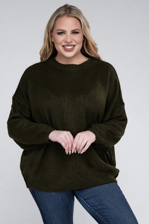 Allison Plus Raw Seam Melange Sweater in a Variety of Colors