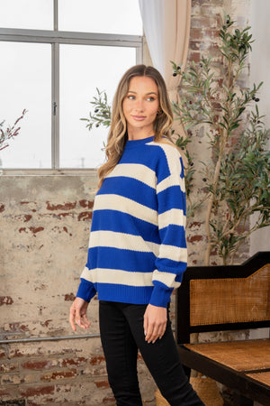 Stripes With Attitude Sweater in Navy/Ivory