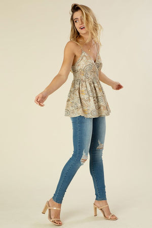 Paisley Print Peplum Cami Top