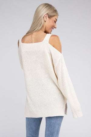 So Chill Cold  Shoulder Sweater in Ivory