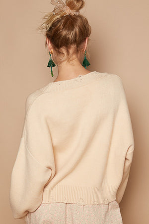 Inner Peace Sweater in Cream/White