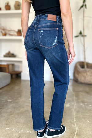 Tenacious High Rise Rigid Magic Straight Jeans in Dark Wash