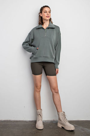 Blended Luxury Quarter Zip Pullover in Sage Leaf, Wine, & Camel