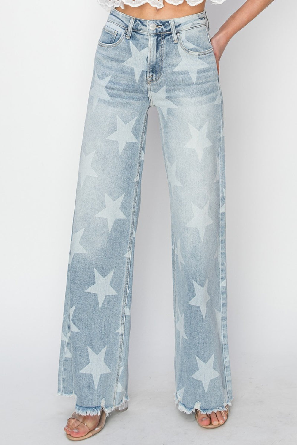 Sky Full of Stars Wide Leg Jeans in Light Wash