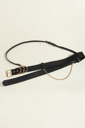 Ring Power Faux Leather Harness Belt in Black/Gold & Black/Silver