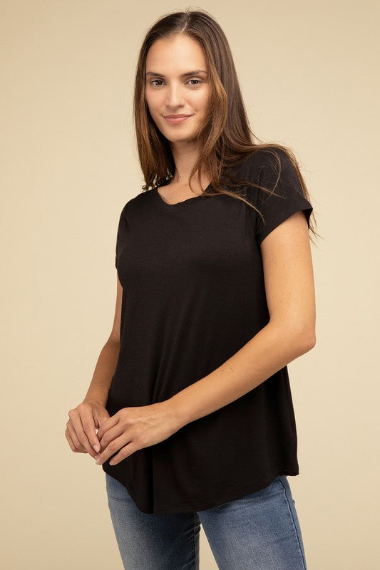 Ebb & Flow Rayon Short Sleeve Top in a Variety of Colors