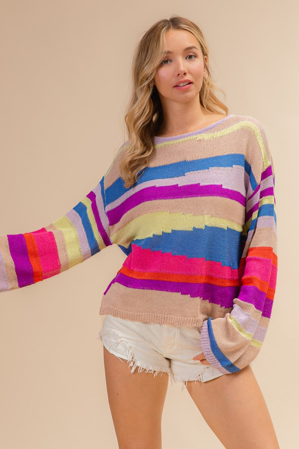 Geo Multi-Color Striped Sweater