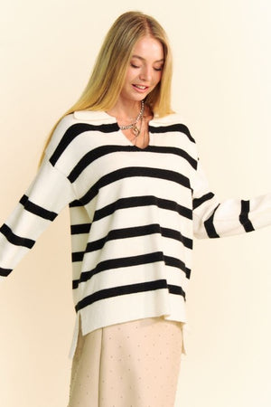 Stripe Hype Side Slit Sweater